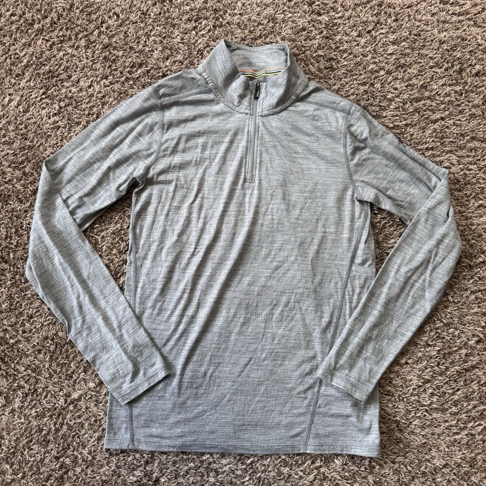 Smartwool Merino 150 Shirt Mens Small Gray 1/4 Zip Long Sleeve Base Layer Top